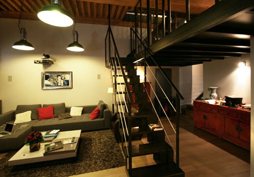 Rnovation appartement avec plusieurs niveaux : appartement-renove-croix-rousse-mezzanine-acier2
